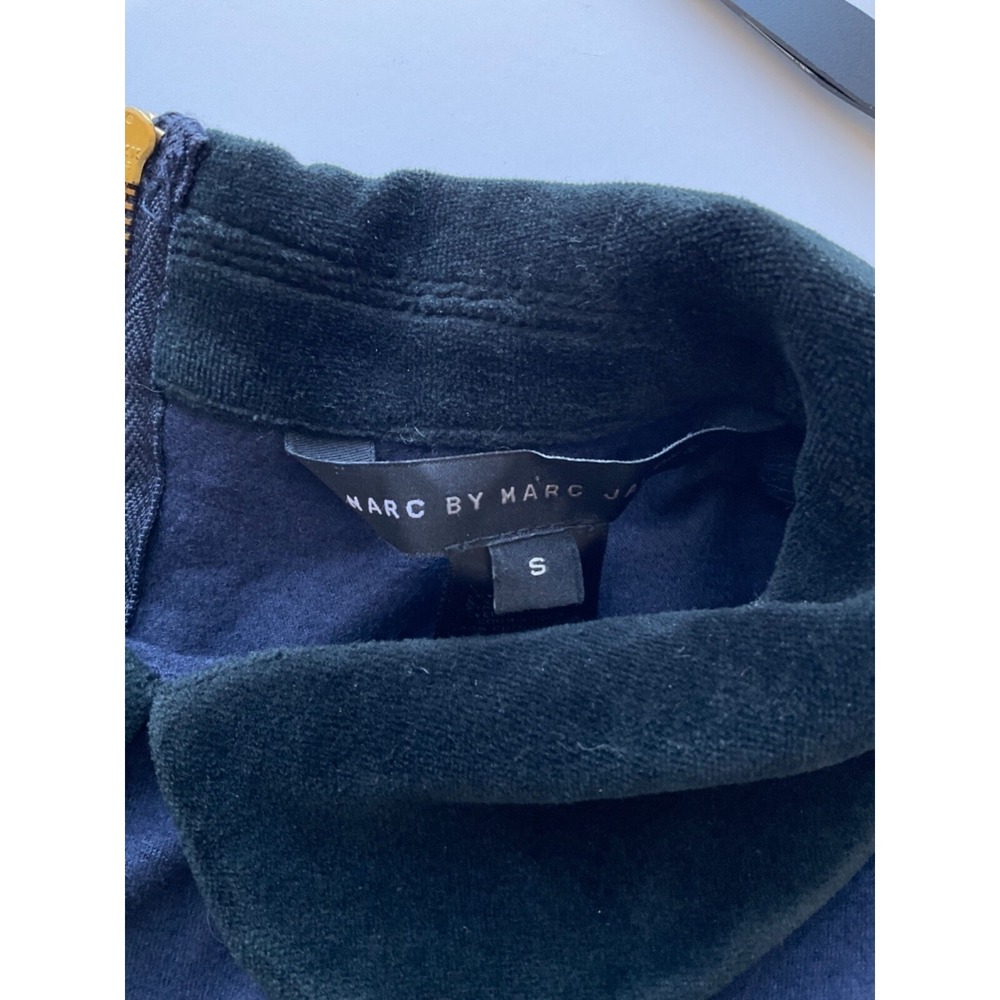 Marc by Marc Jacobs Vintage Top Peter Pan Collar Pleats Preppy Small Navy Blk Sm - Picture 8 of 12